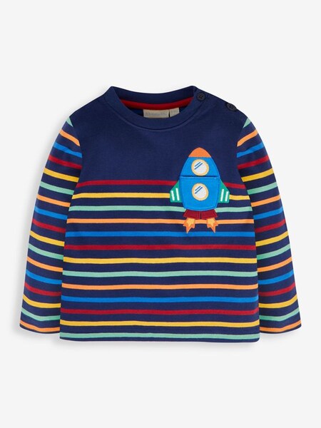 Rocket Appliqué Pocket Top in Navy (808695) | $27
