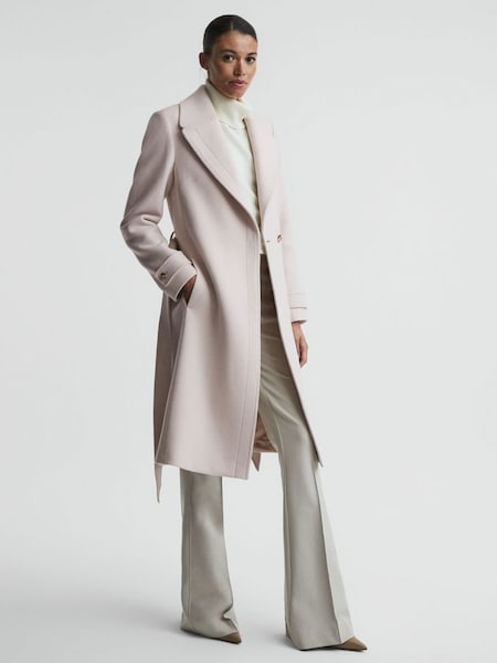 Kurzgröße Mantel in Relaxed Fit aus Wollmix mit Gürtel, Neutral (812890) | 540 €