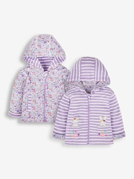 Bunny & Cat Applique Reversible Hoodie in Purple (831219) | $42