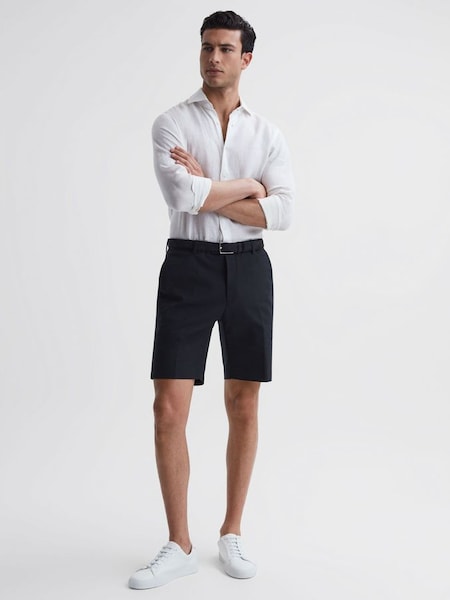 Cotton Blend Chino Shorts in Navy (832239) | CHF 102