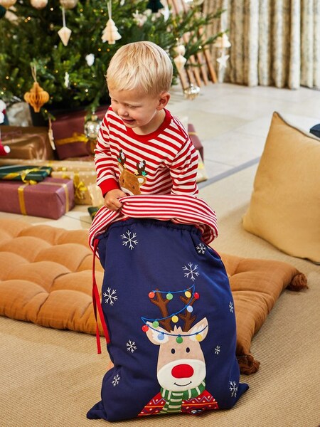 Reindeer Appliqué Christmas Sack with Pet in Pocket (832582) | $44