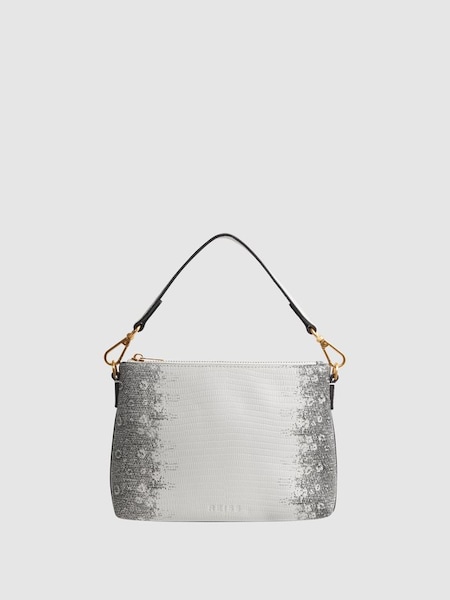 Leather Double Strap Pouch Bag in Grey/White (841131) | €67