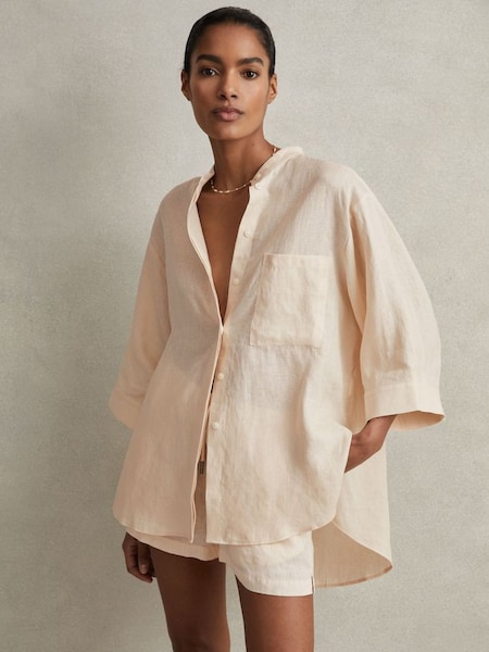 Relaxed Sleeve Linen Shirt in Blush (846431) | HK$1,780