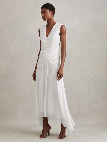 Ruched Bodycon Midi Dress in Ivory (846511) | HK$4,030