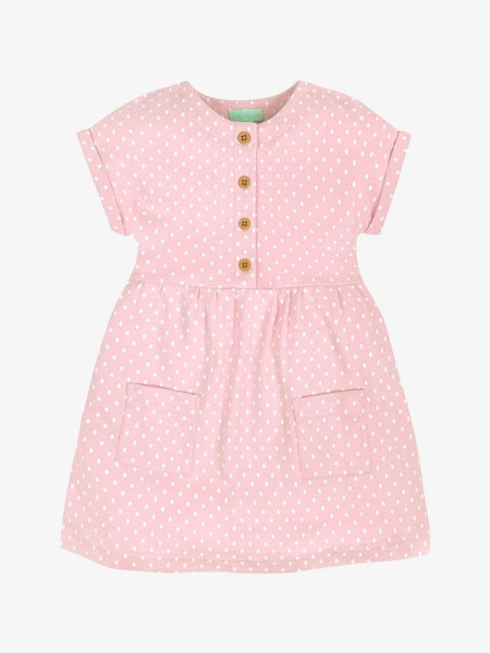 Spot Button Front Dress in Pink (860589) | $16