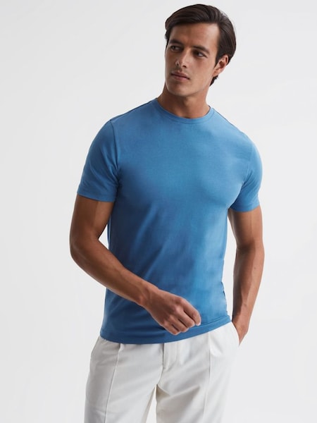 Cotton Crew Neck T-Shirt in Marine Blue (862163) | $39