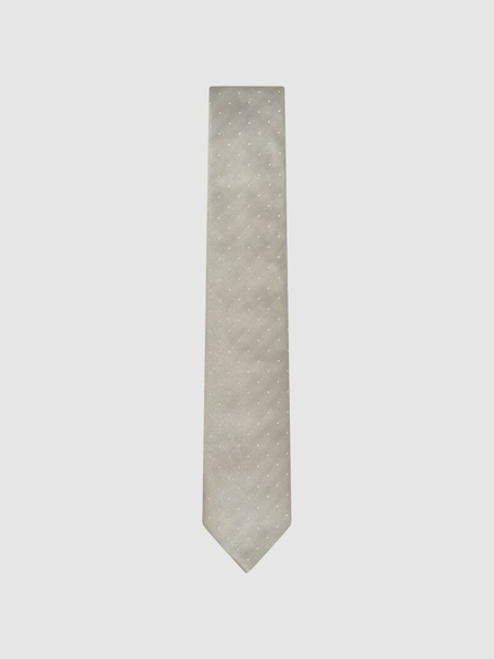 Champagnekleurige zijden stropdas met stippen (862711) | € 70