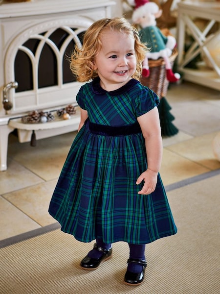 Check Party Dress in Navy (8628Q1) | $60