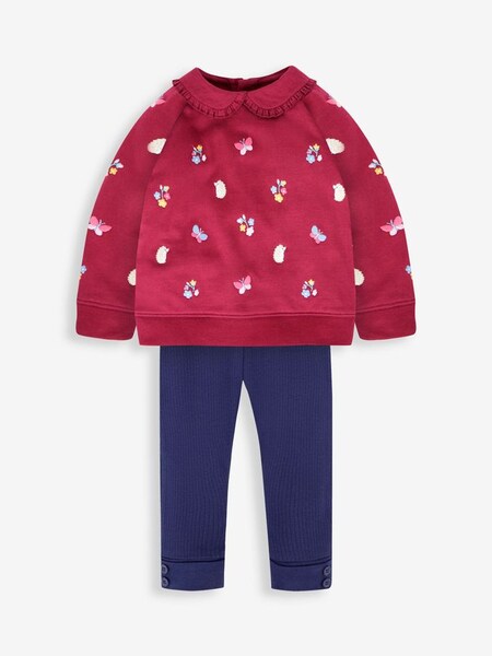 Hedgerow Embroidered Sweatshirt & Leggings Set in Berry (864388) | $47