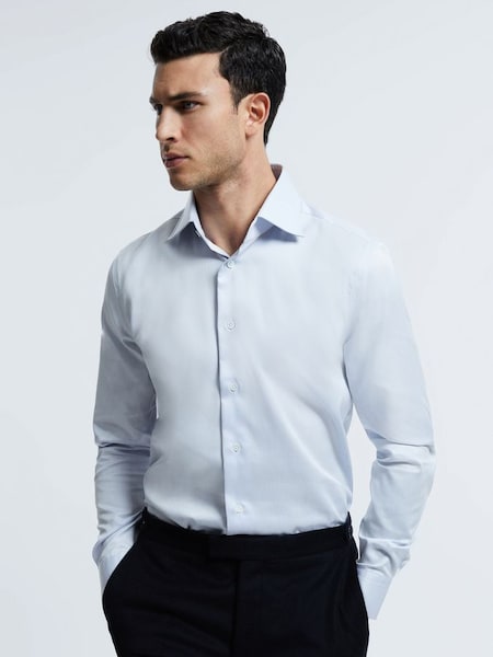Atelier Cotton Mother of Pearl Shirt in Soft Blue (880528) | $460