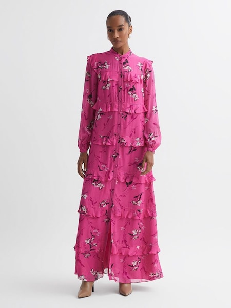 Florere Floral Tiered Maxi Dress in Bright Pink (881793) | HK$1,653