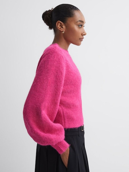 Florere Fluffy Crew Neck Jumper in Bright Pink (892301) | CHF 185