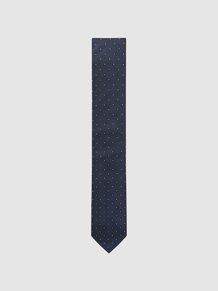 Cravate en soie à pois bleu marine (905859) | 70 €