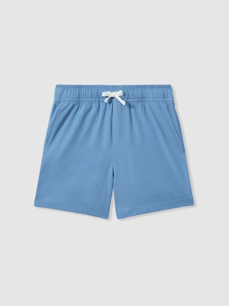 Plain Drawstring Waist Swim Shorts in Sea Blue (914153) | SAR 160