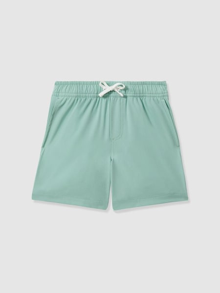 Plain Drawstring Waist Swim Shorts in Aqua (914683) | SAR 160