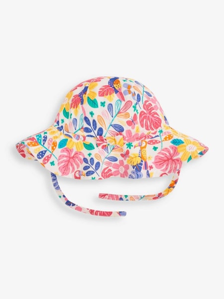 Tropical Print Floppy Sun Hat in White (933515) | $22