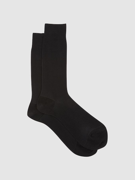 Two Tone Cotton Socks in Black (936195) | $20