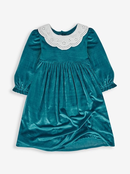 Teal Girls' Velour Party Dress With Scallop Collar (938487) | €17.50