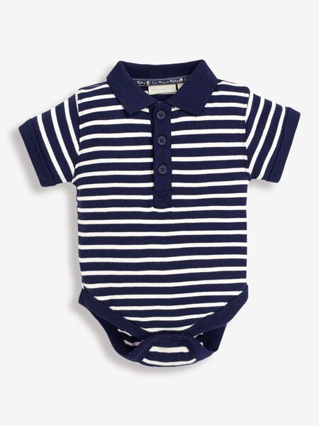 Stripe Polo Shirt Baby Bodysuit in Navy Ecru (938891) | $19