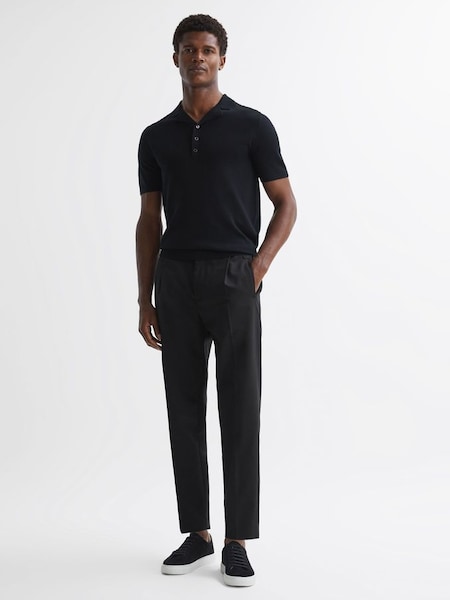 Pantalon taille élastique noir en tissu technique (939369) | 113 €