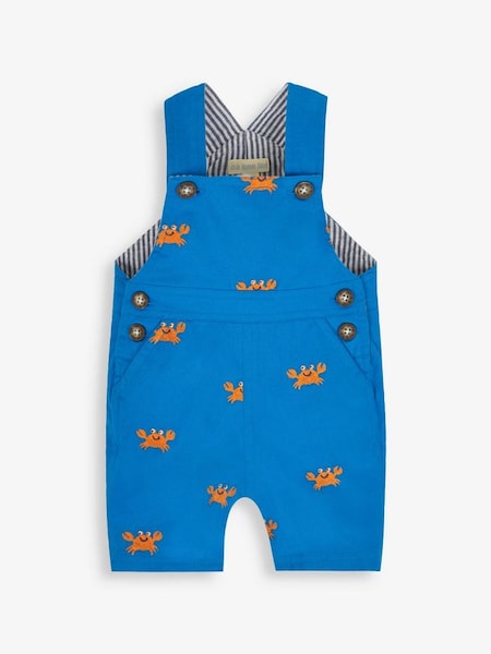 Crab Embroidered Short Dungarees in Blue (941088) | $22