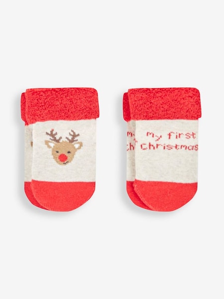 My First Christmas 2 Pack Baby Socks in Red (942113) | $8
