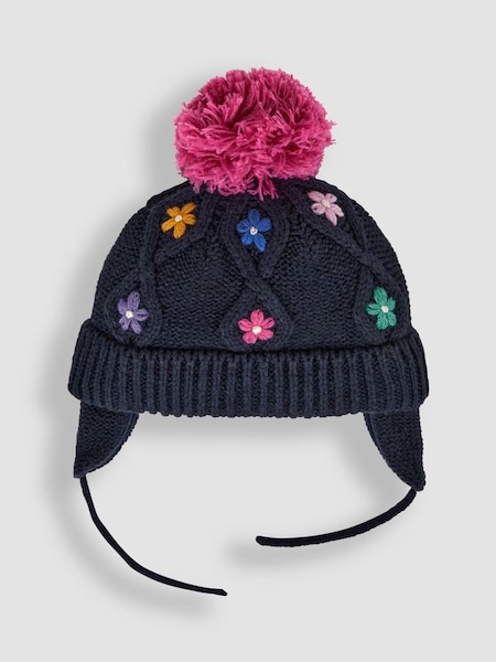 Navy Floral Embroidered Cable Hat (945775) | €21.50