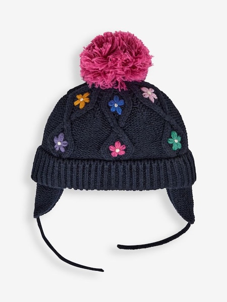 Navy Floral Embroidered Cable Hat (945775) | €21.50