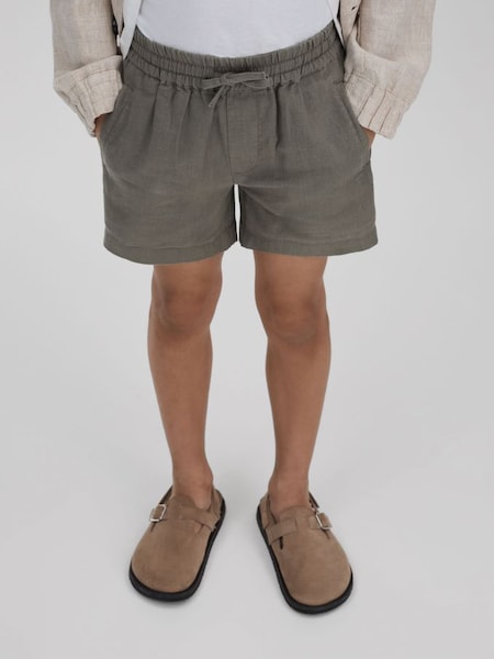 Linen Drawstring Shorts in Khaki (947080) | $55