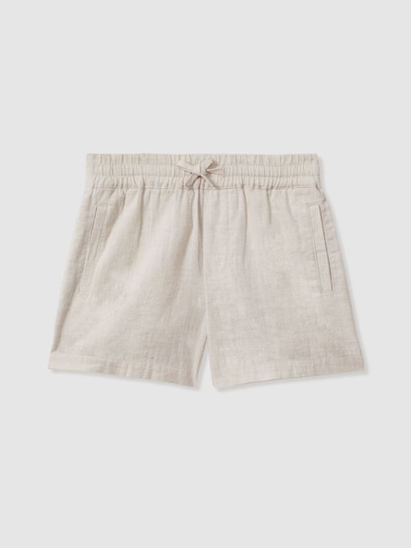 Linen Drawstring Shorts in Stone (947179) | $70