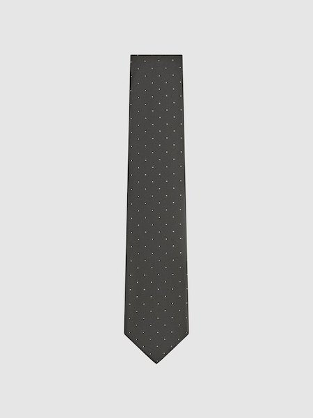 碳黑色絲質圓點領帶 (962484) | HK$730