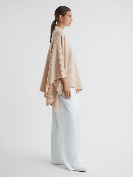 Relaxed Wool-Cashmere Poncho in Nude (964245) | $155