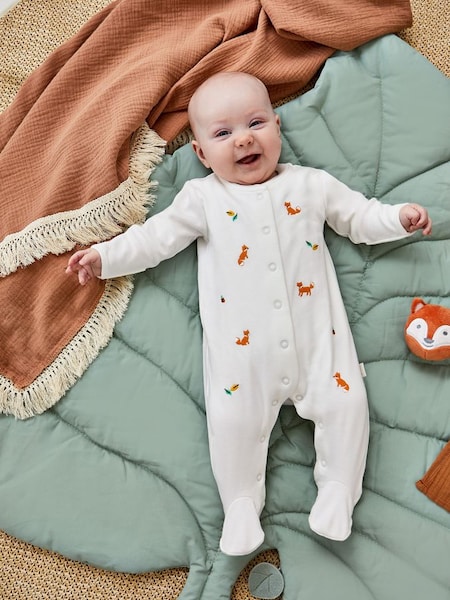 Woodland Embroidered Cotton Baby Sleepsuit (966409) | €27.50