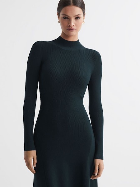 Petite Knitted Bodycon Midi Dress in Teal (975872) | $238
