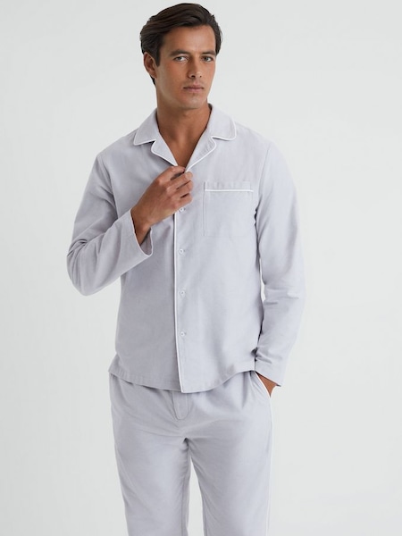 Cotton Button-Through Pyjama Shirt in Ice Grey (977775) | €42