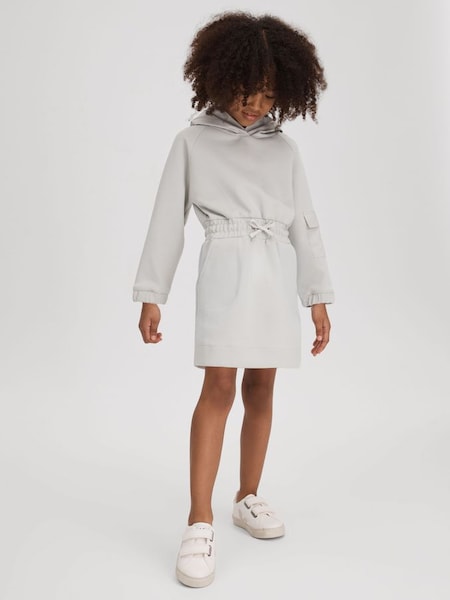 Junior Hybrid Jersey Hooded Dress in Grey (990412) | $125