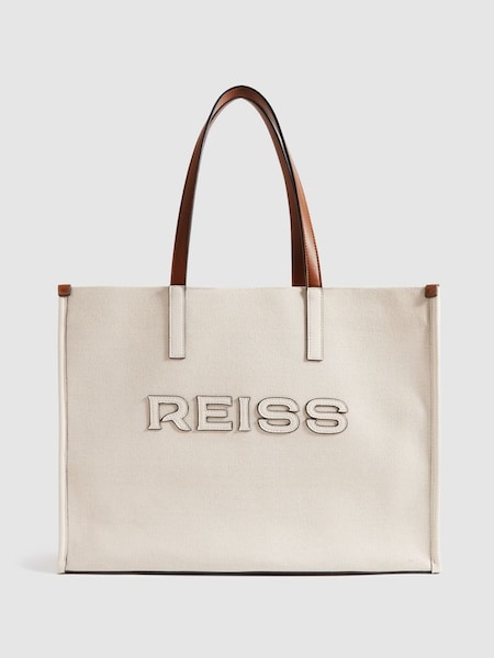 Woven Logo Tote Bag in Natural (991417) | $195