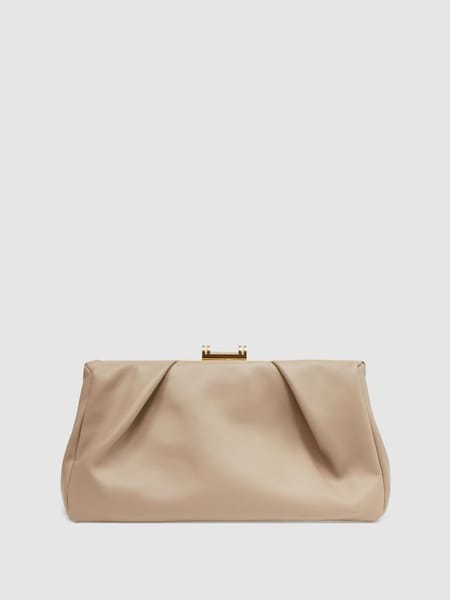 Leren clutch in taupe (992245) | € 225