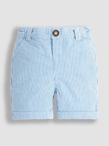 JoJo Maman Bébé Blue Kids' Seersucker Stripe Shorts (997666) | $29