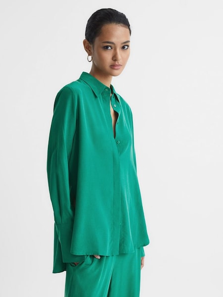 Zijden overhemd in groen (A09439) | € 136