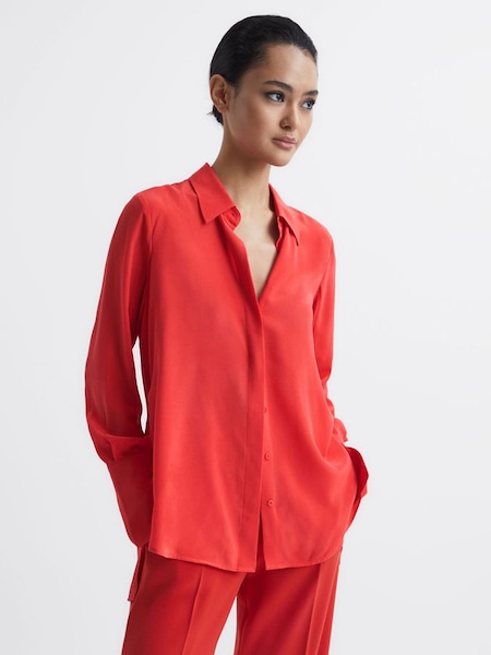 Silk Shirt in Coral (A11817) | $145