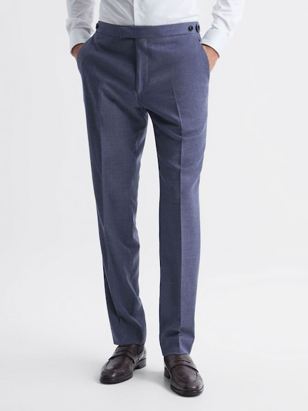 Airforce蓝色羊毛混纺修身剪裁混纺长裤 (A11851) | HK$903