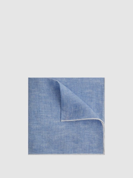 Linen Plain Pocket Square in Blue Melange (A53603) | €21
