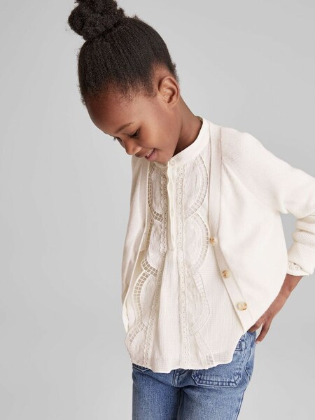 Junior Button Up Cardigan in White (A76475) | $79