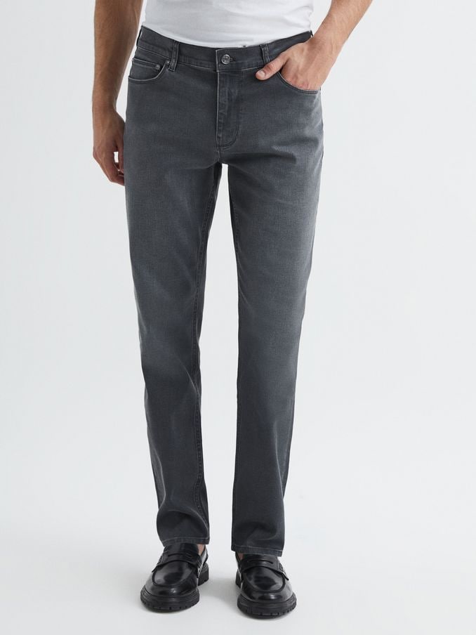 Mens Grey Jeans Charcoal Light Jeans For Men Reiss Australia