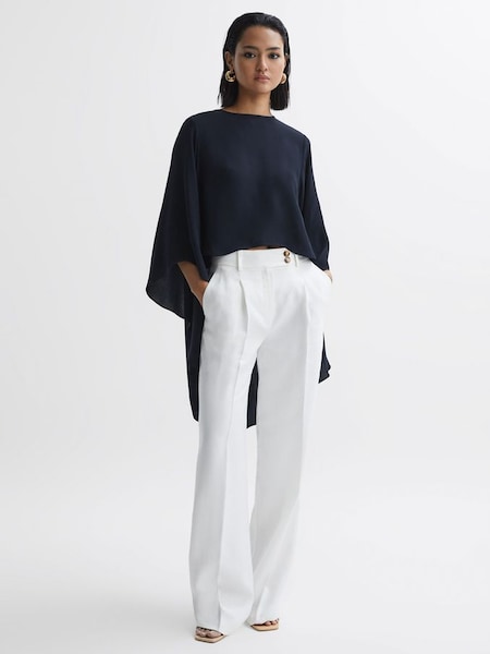 Cape Crew Neck Blouse in Navy (A89965) | $169
