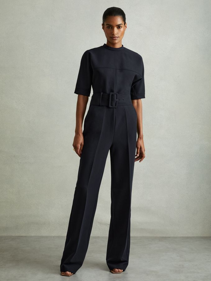 Womens Blue Jumpsuit Culotte Wrap Jumpsuit REISS Germany