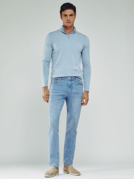 Cotton-Stretch Slim-Fit Jeans in Light Blue Wash (AA6712) | US$160