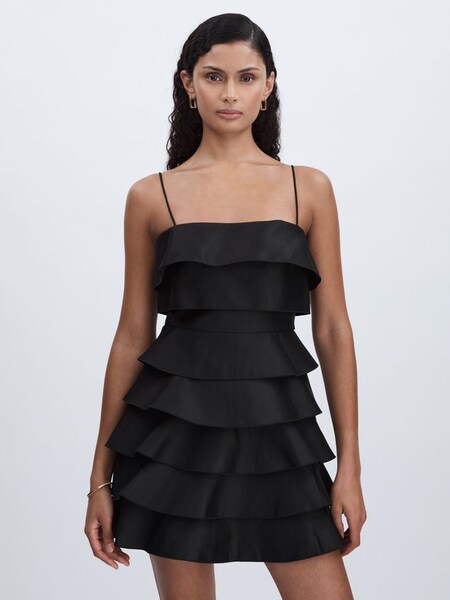 Acler Tiered Frill Mini Dress in Black (AB2064) | CA$392