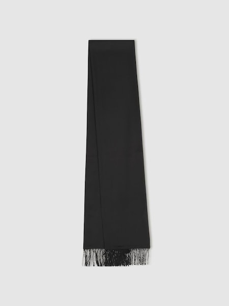 Silk Fringed Scarf in Black (AB2410) | CHF 115